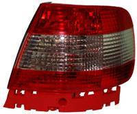 Для Audi A4/B5 (Ауди А4 Б5) Тюнинг комплект задней оптики (2 фонаря). Красная с хромом. Прозрачная