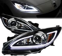 Передние фары Мазда 3 Mazda 3 2010-2013г. Devil Eyes, черные.